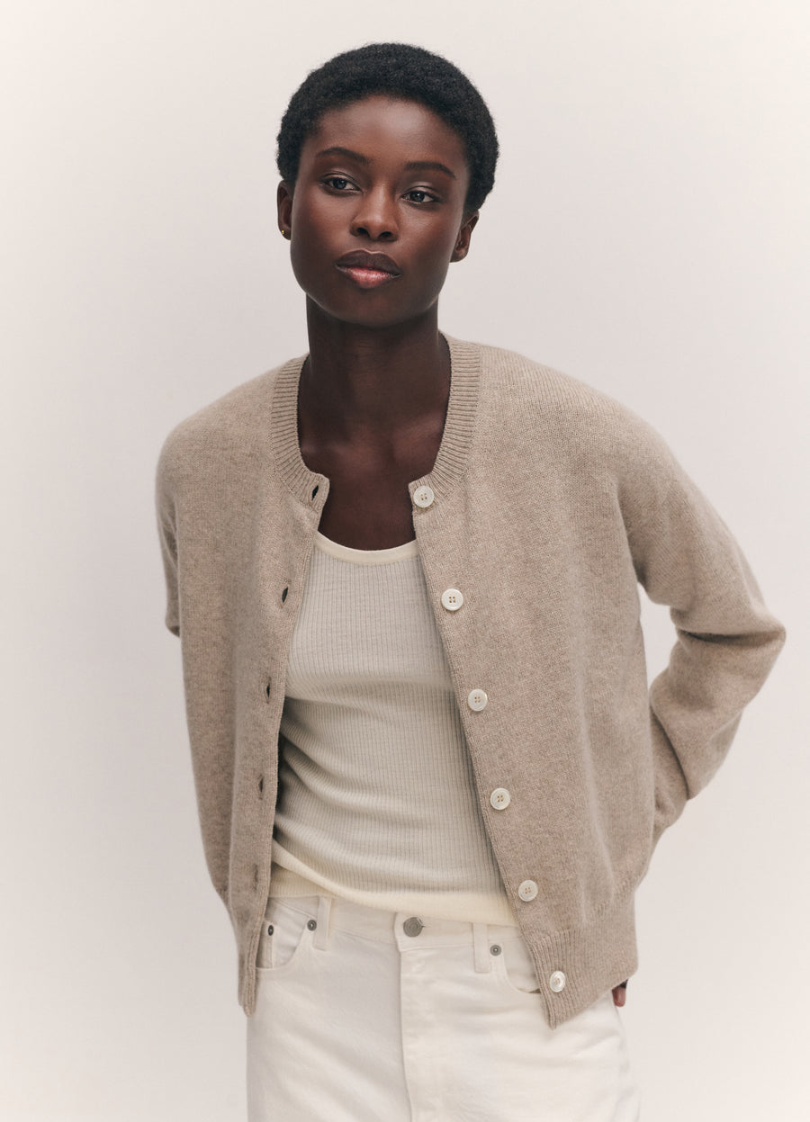 ADA CREWNECK CARDIGAN - OAT