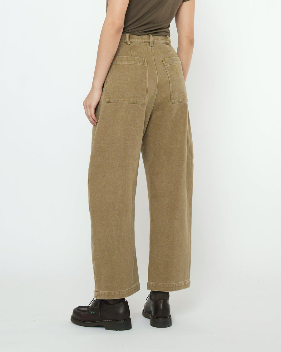 TAILORED CURVE LEGGED TROUSER - KELP