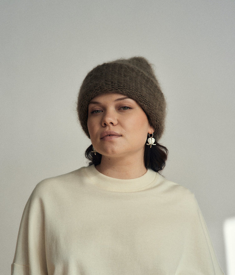 CLOUD MOHAIR BEANIE - TAUPE