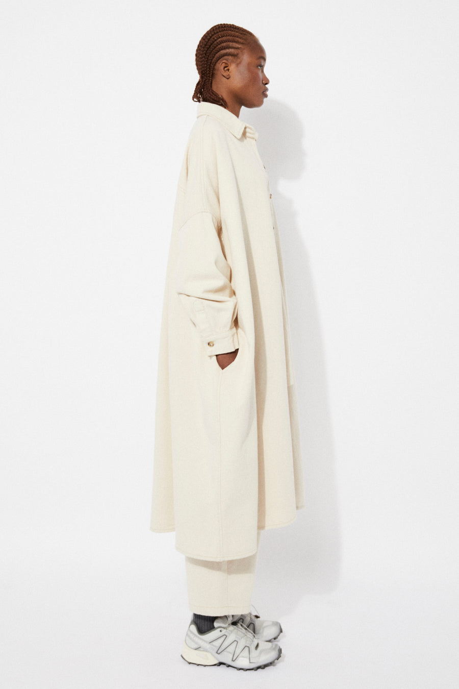 PICA OVERSIZED COTTON SHIRT DRESS - NATURAL