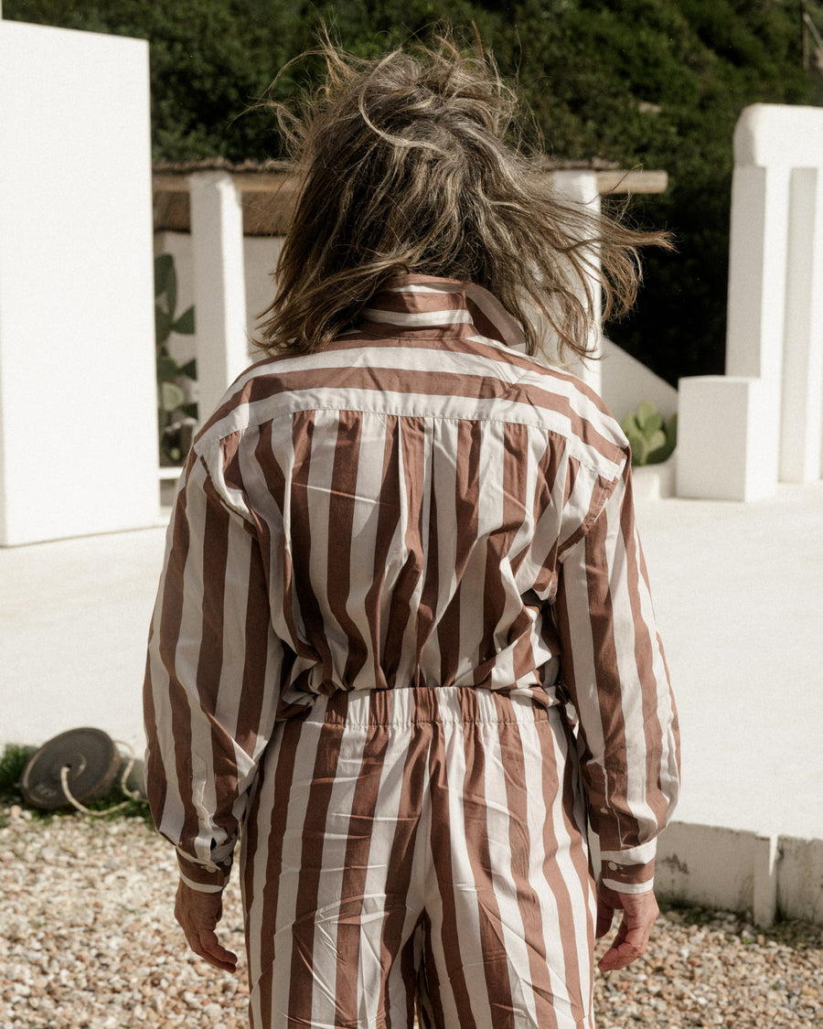 LOOSE OLE SHIRT - BROWN WIDE STRIPE