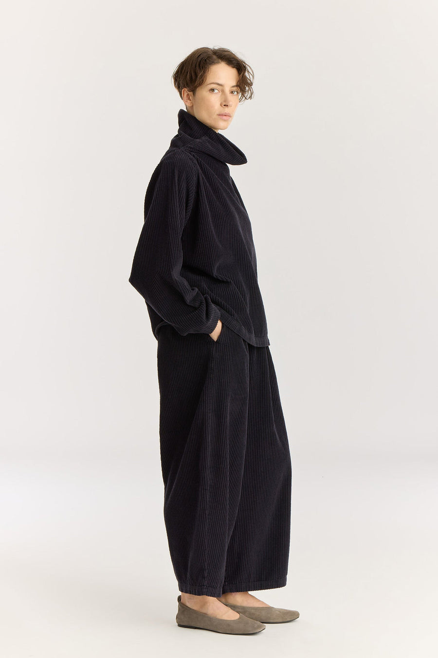 CORDUROY TUBE TOP - DARK NAVY
