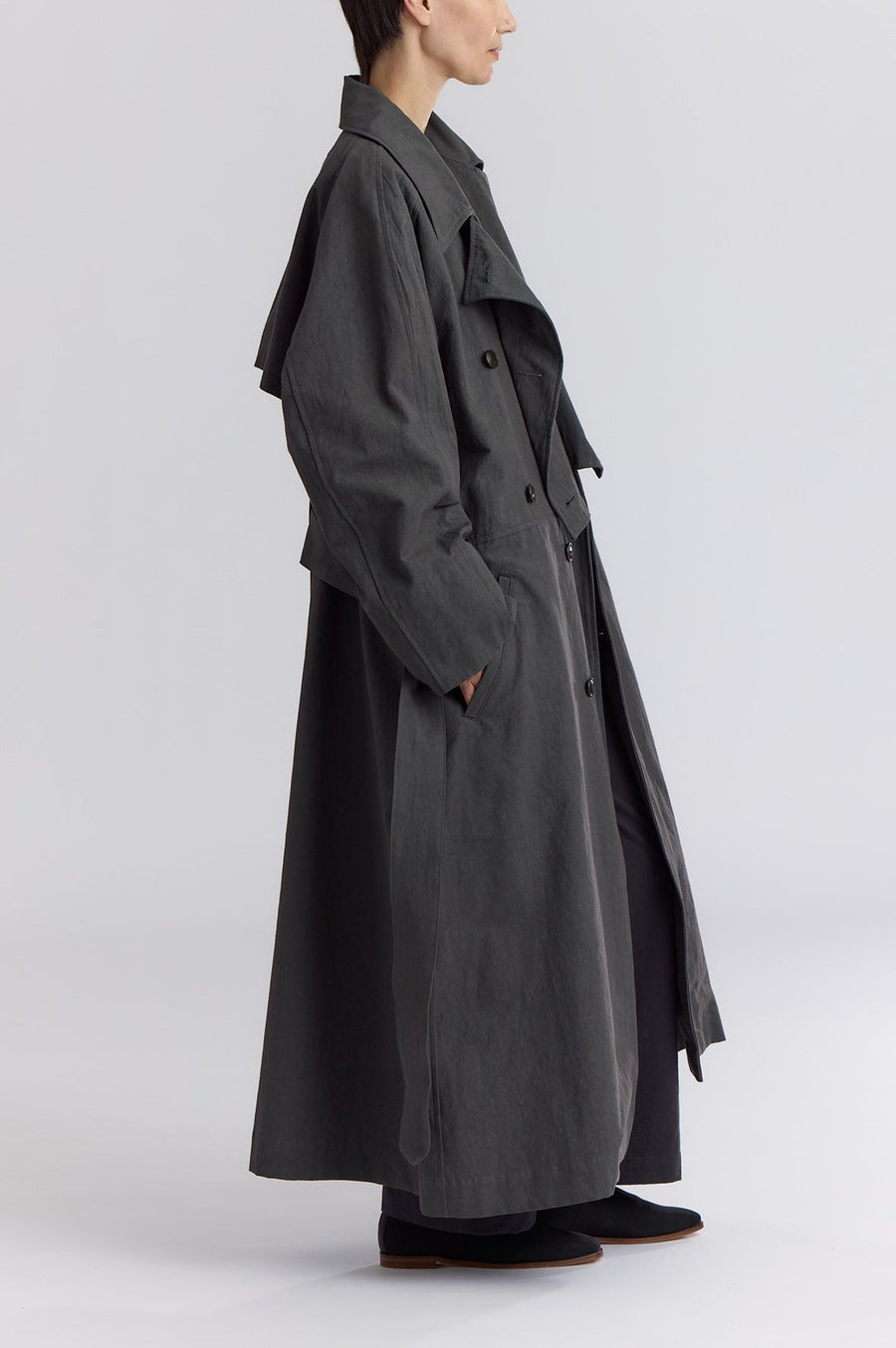 LONG TRENCH COAT - SLATE