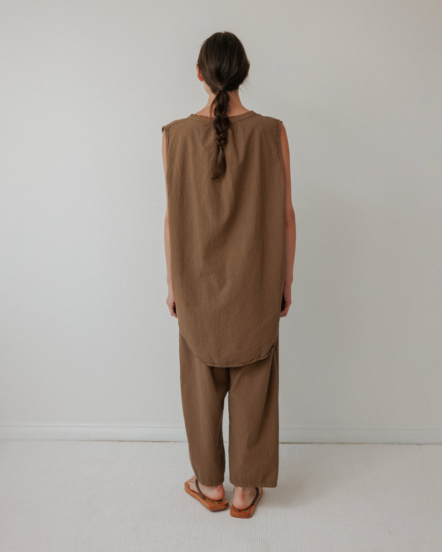 BUTTON DOWN TUNIC - SEPIA