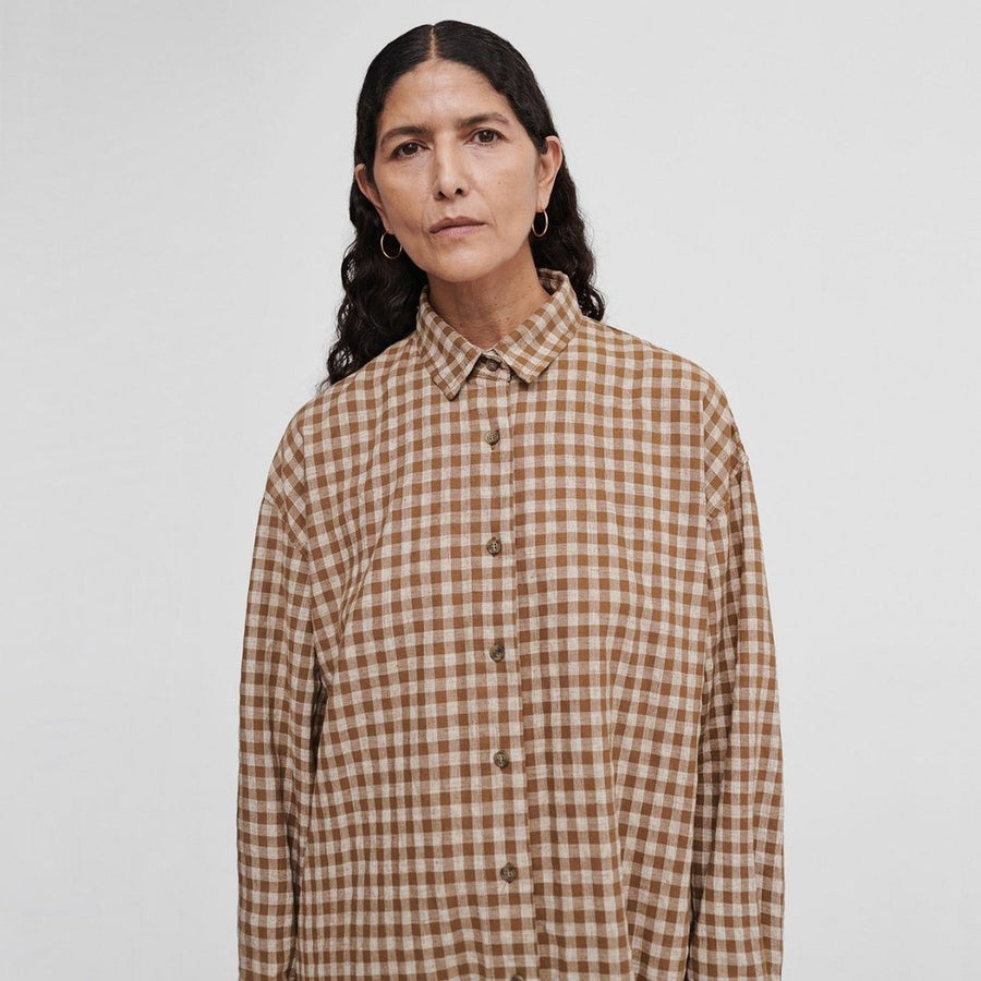 PRE- LOVED - CORDERA - GINGHAM SHIRT DRESS - O/S