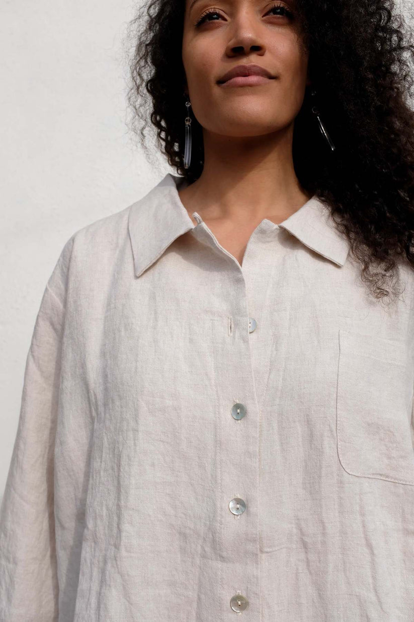 LINEN OXFORD SHIRT - OAT