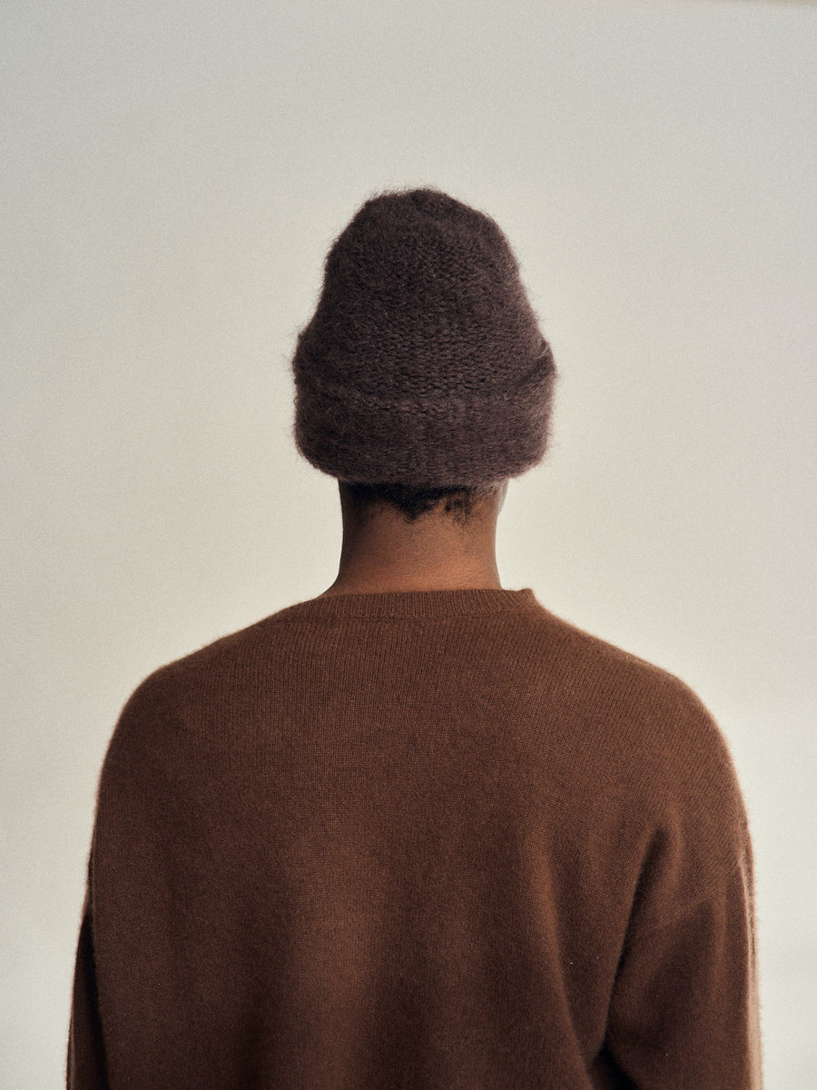 CLOUD MOHAIR BEANIE - COCOA BROWN