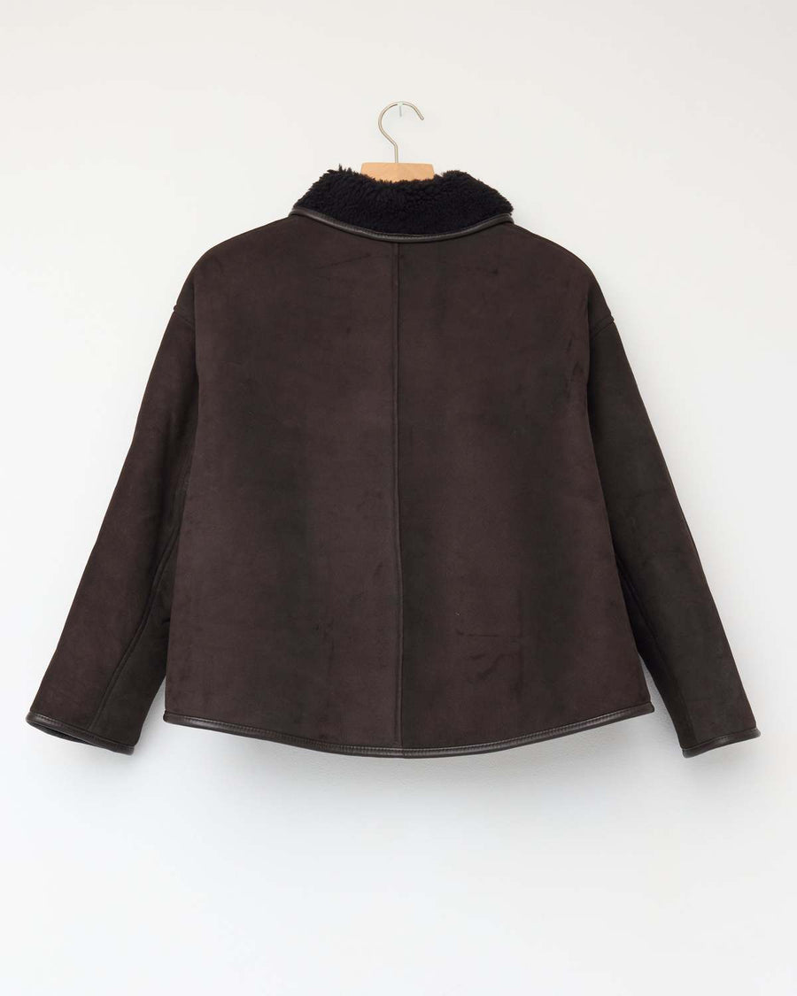 SUEDE BACK CURLY HAIR AVIS JACKET - CHOCOLATE