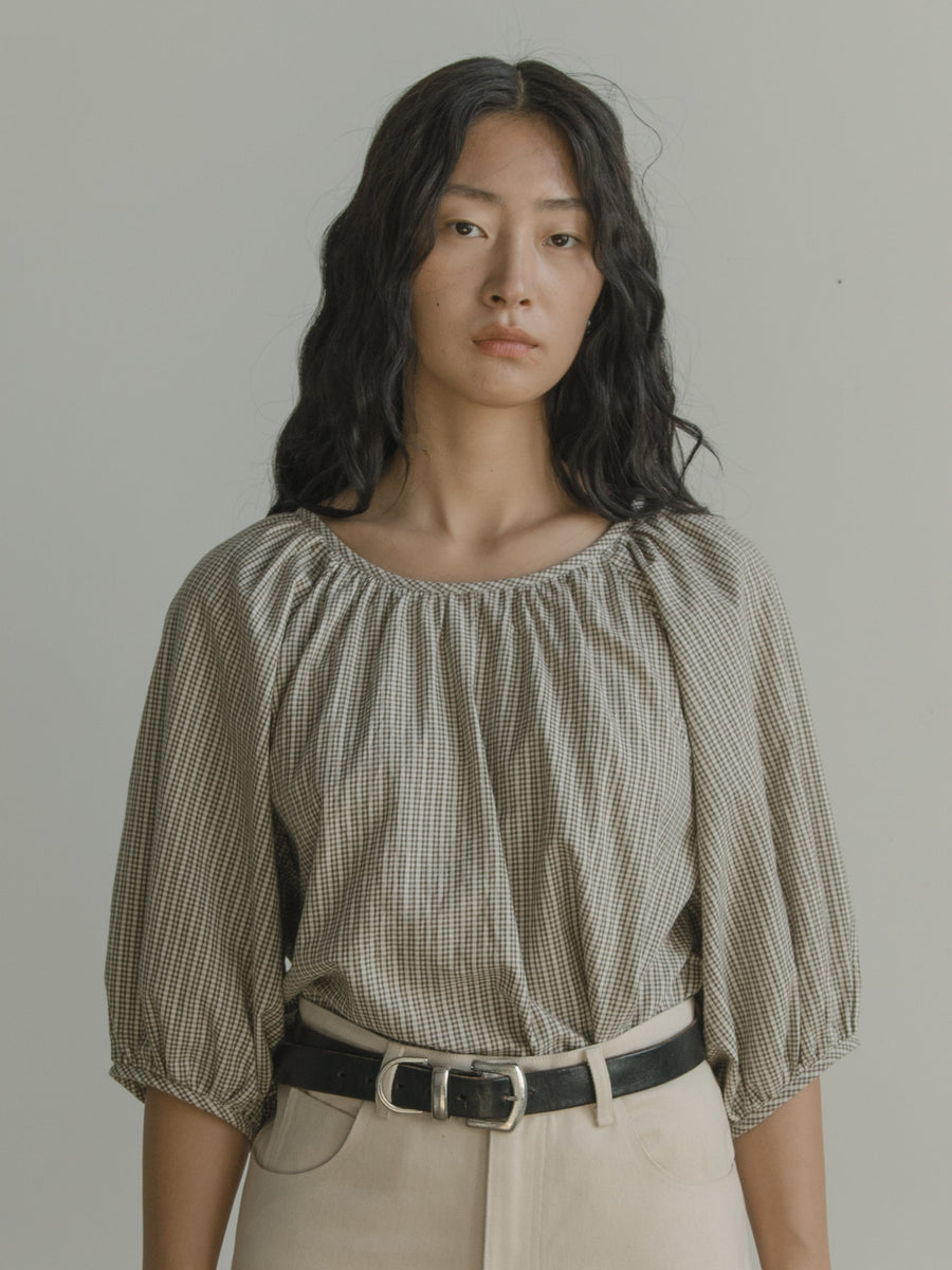 SIMONE TOP - MOSS CHECK