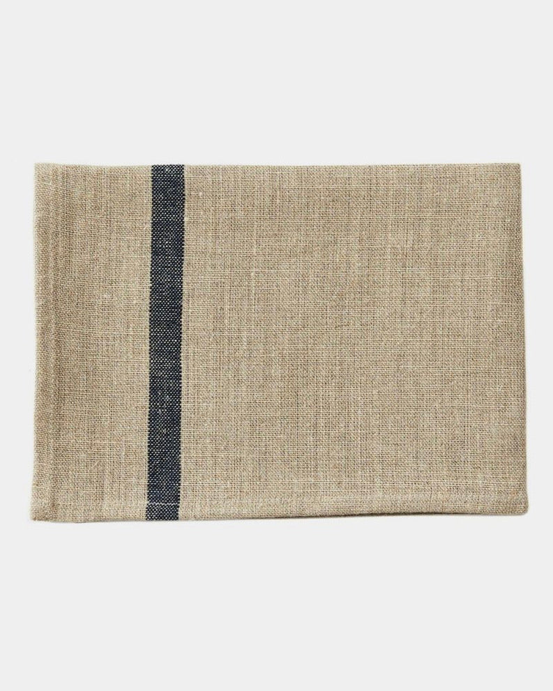 LINEN TEA TOWEL - NATURAL/NAVY STRIPE