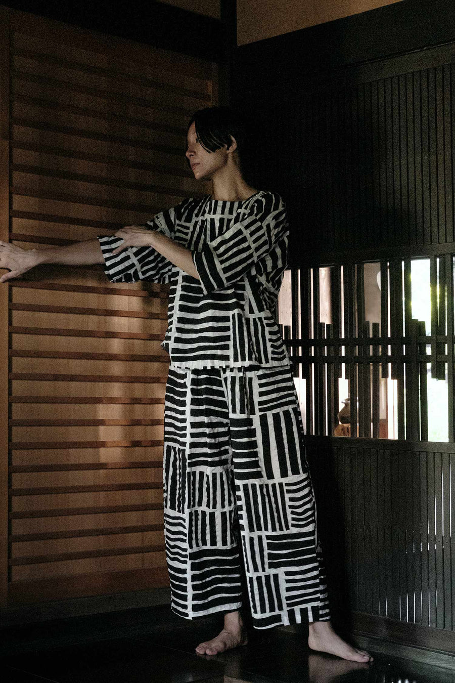 WIDE PANT - BLACK PRINT