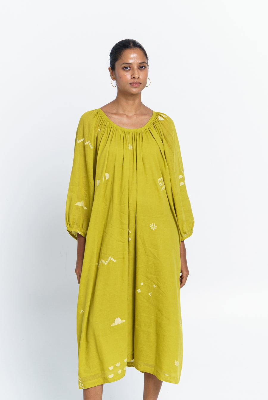 GATHERED DRESS - LIME