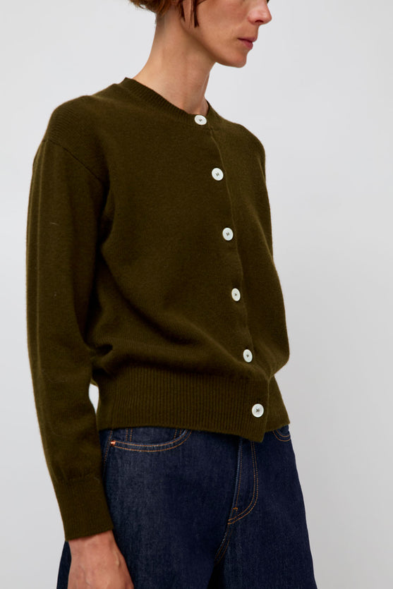 ADA CREWNECK CARDIGAN - MILITARY GREEN