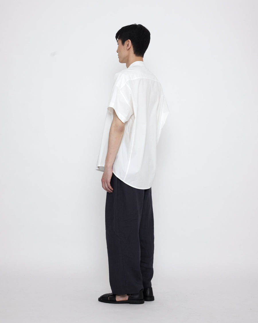 MANDARIN COCOON SHORT SLEEVE SHIRT - WHITE