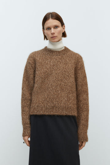CHUNKY SWEATER - BROWN MELANGE
