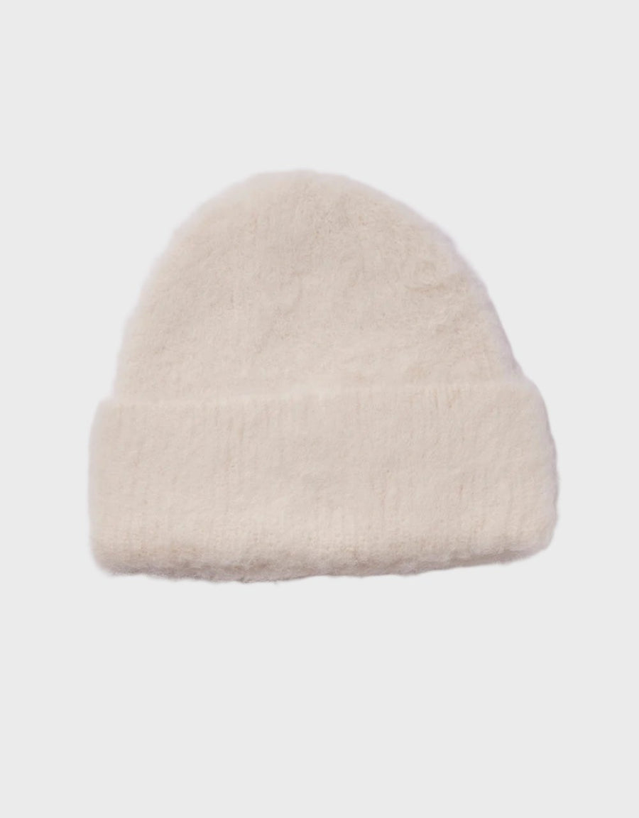 BRUSHED ALPACA BEANIE - CREAM