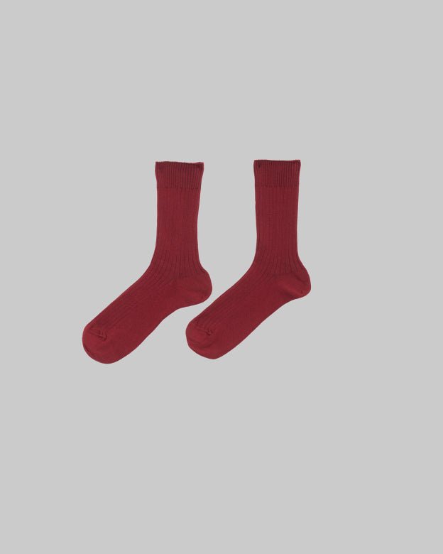 RIB ANKLE SOCK - PAIR RED