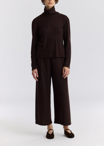 WOOL STRAIGHT PANTS - CACAO