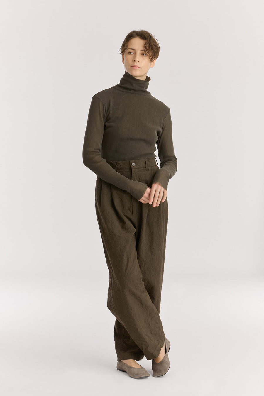 CRINKLED TROUSER - CHARCOAL