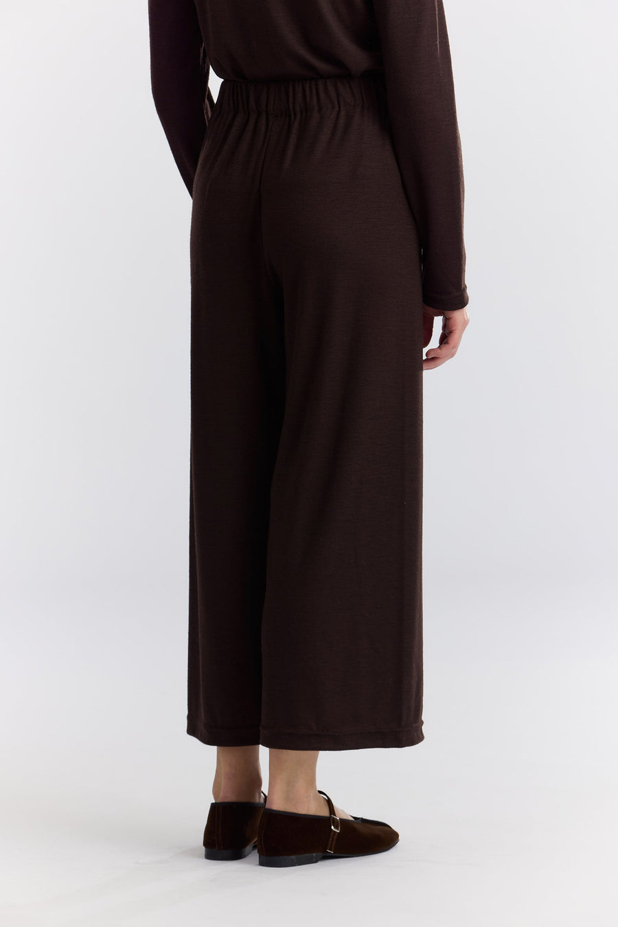 WOOL STRAIGHT PANTS - CACAO