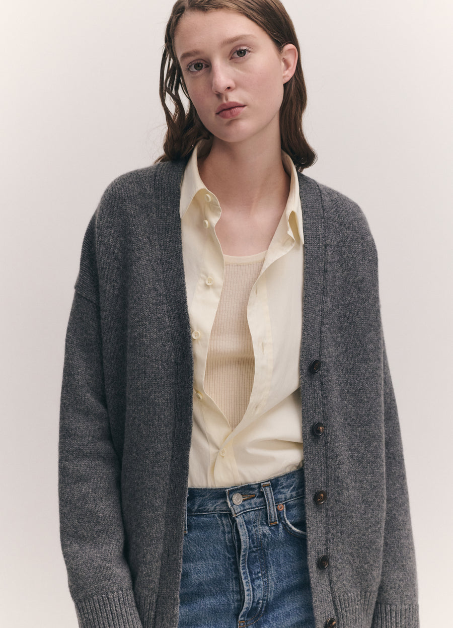 MAURA V-NECK CARDIGAN - DERBY GREY
