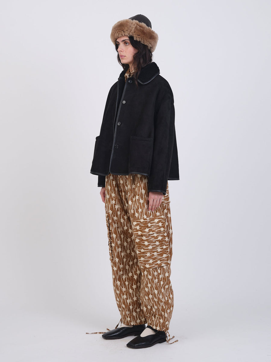 SUEDE BACK CURLY HAIR AVIS JACKET - BLACK
