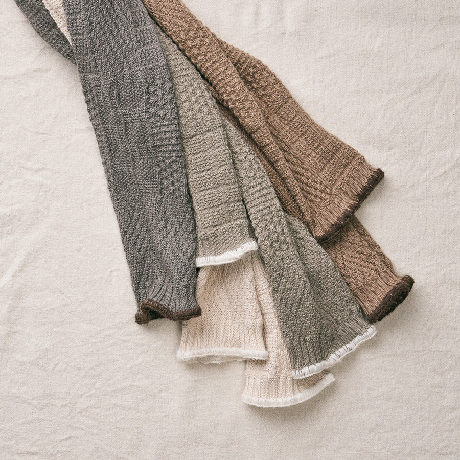 ORGANIC COTTON/YAK PATTERN STOLE - NATURAL