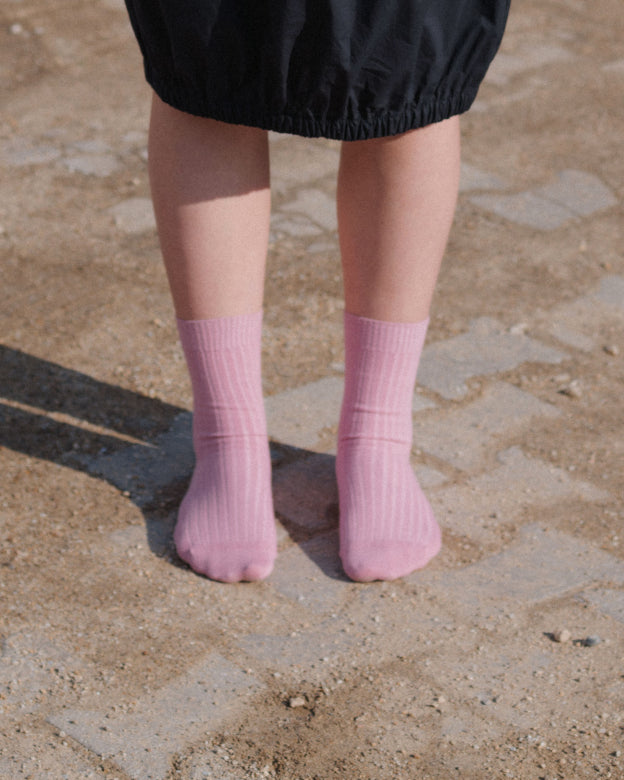 RIB ANKLE SOCK - VIE PINK
