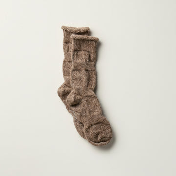 ALPACA LINEN PLOOT SOCKS - BROWN