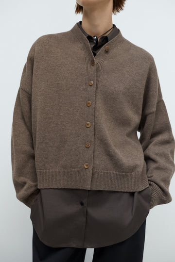 MERINO WOOL CARDIGAN - TAUPE