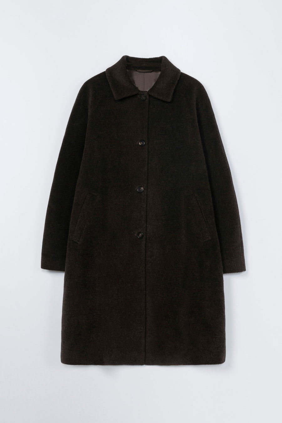 SINGLE BREASTED WOOL COAT - MOCHA