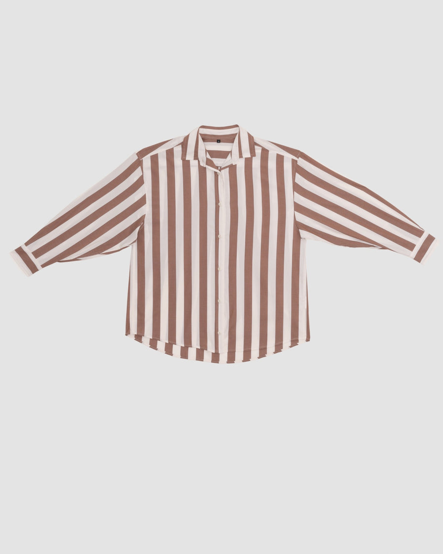 LOOSE OLE SHIRT - BROWN WIDE STRIPE