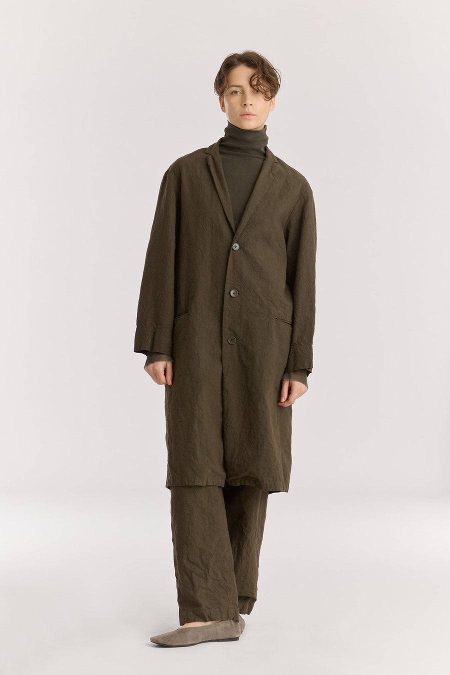 CRINKLED COAT - CHARCOAL
