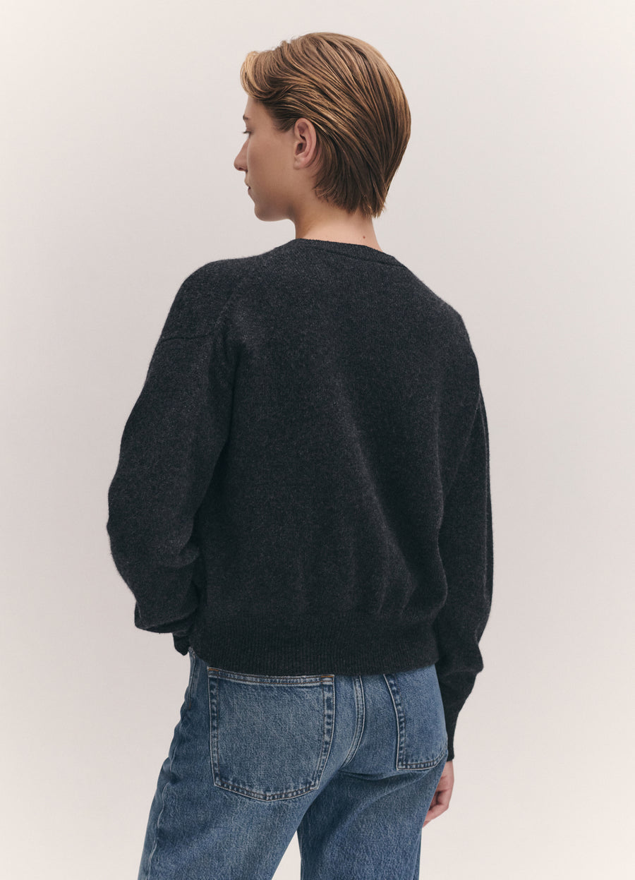 ADA CREWNECK CARDIGAN - CHARCOAL