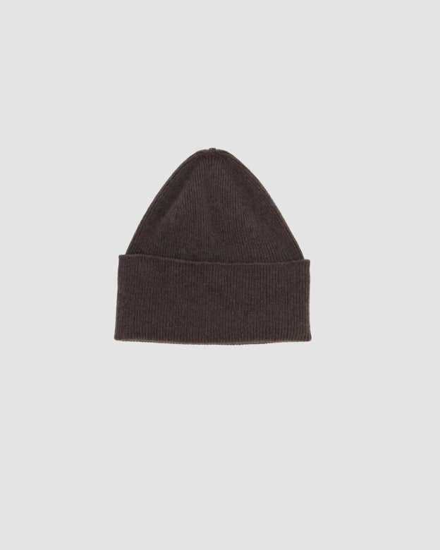 WHIT CASHMERE BEANIE -TEAK BROWN