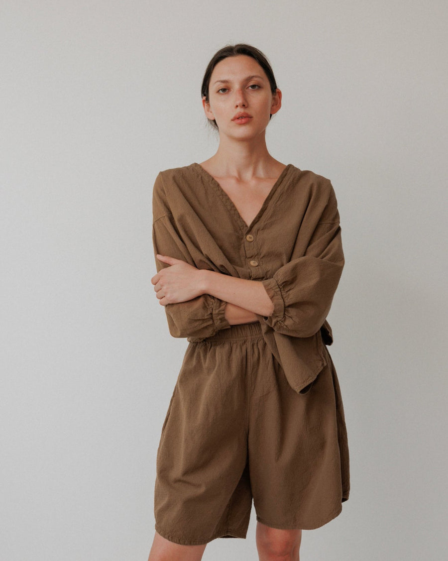 WOVEN POPOVER - SEPIA
