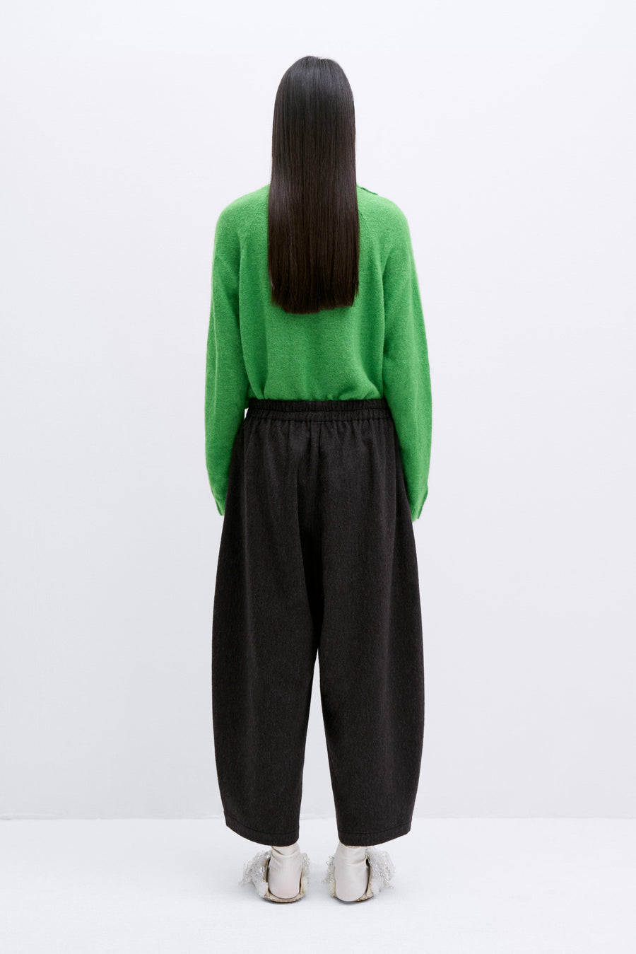 WOOL CURVED PANTS - JAVA