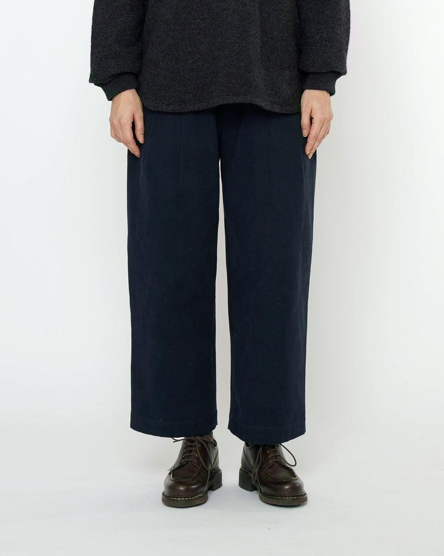 SIGNATURE PLEATED TROUSER  - NAVY BLACK