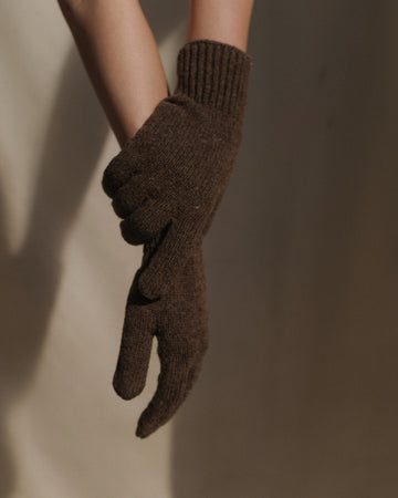 RIBBED GLOVES - BUREL BROWN