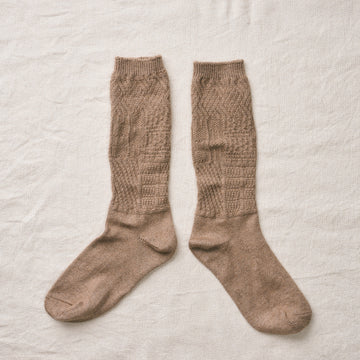 ORGANIC COTTON/YAK PATTERN SOCKS - BROWN