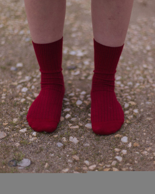 RIB ANKLE SOCK - PAIR RED