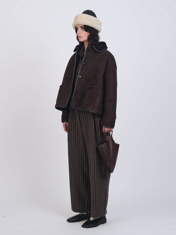 SUEDE BACK CURLY HAIR AVIS JACKET - CHOCOLATE