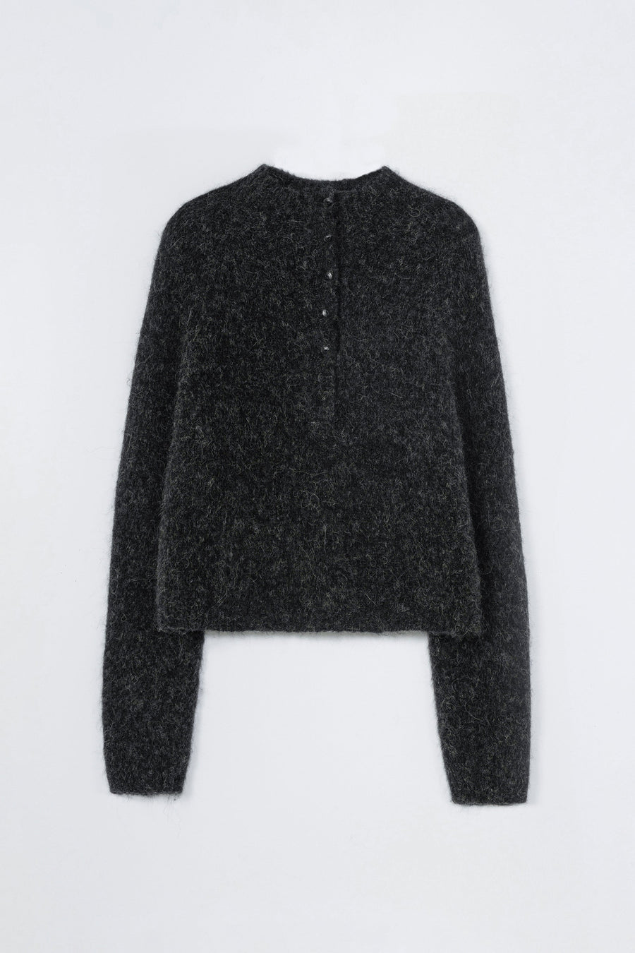 BABY ALPACA POLO SWEATER - ANTHRACITE