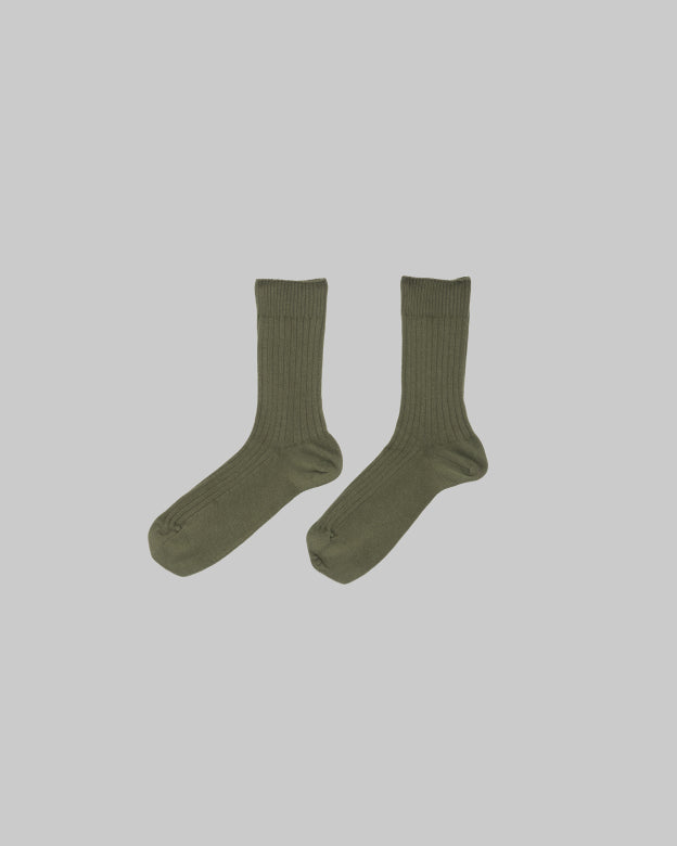 RIB ANKLE SOCK -KHAKI GREEN