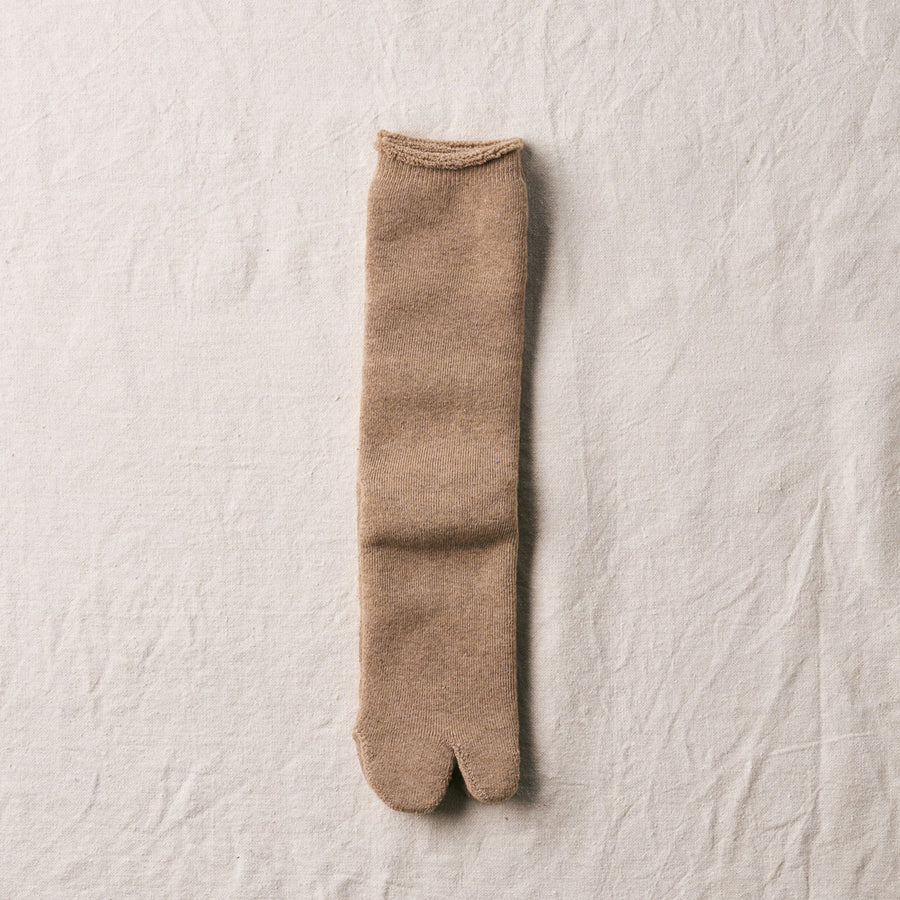 ORGANIC COTTON/YAK PILE TABI SOCKS - BROWN
