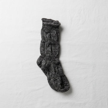 ALPACA LINEN PLOOT SOCKS - BLACK