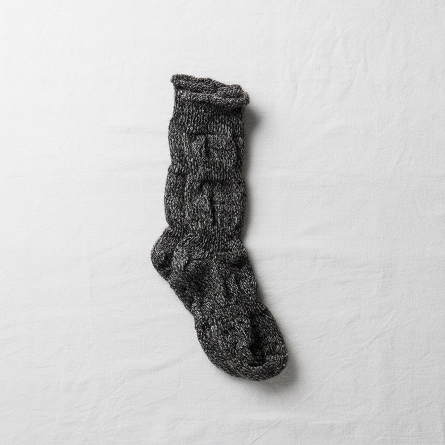 ALPACA LINEN PLOOT SOCKS - BLACK