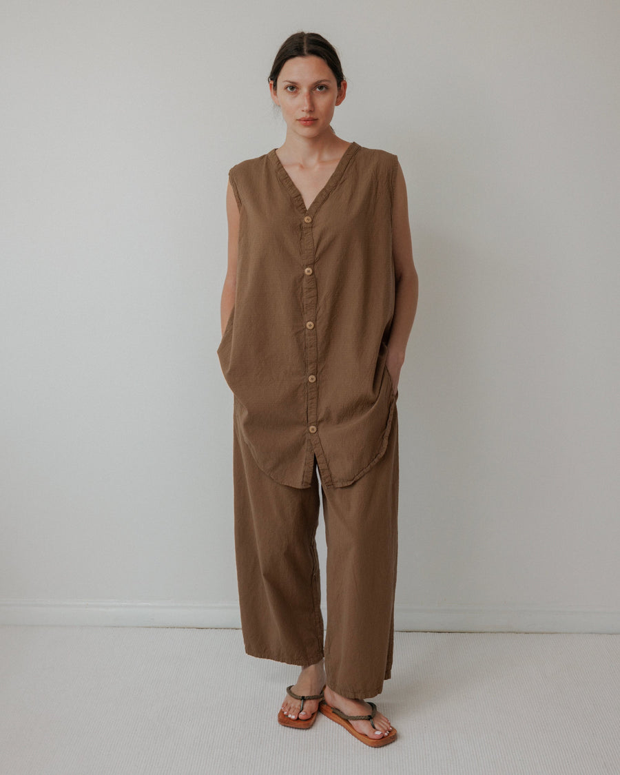 BUTTON DOWN TUNIC - SEPIA