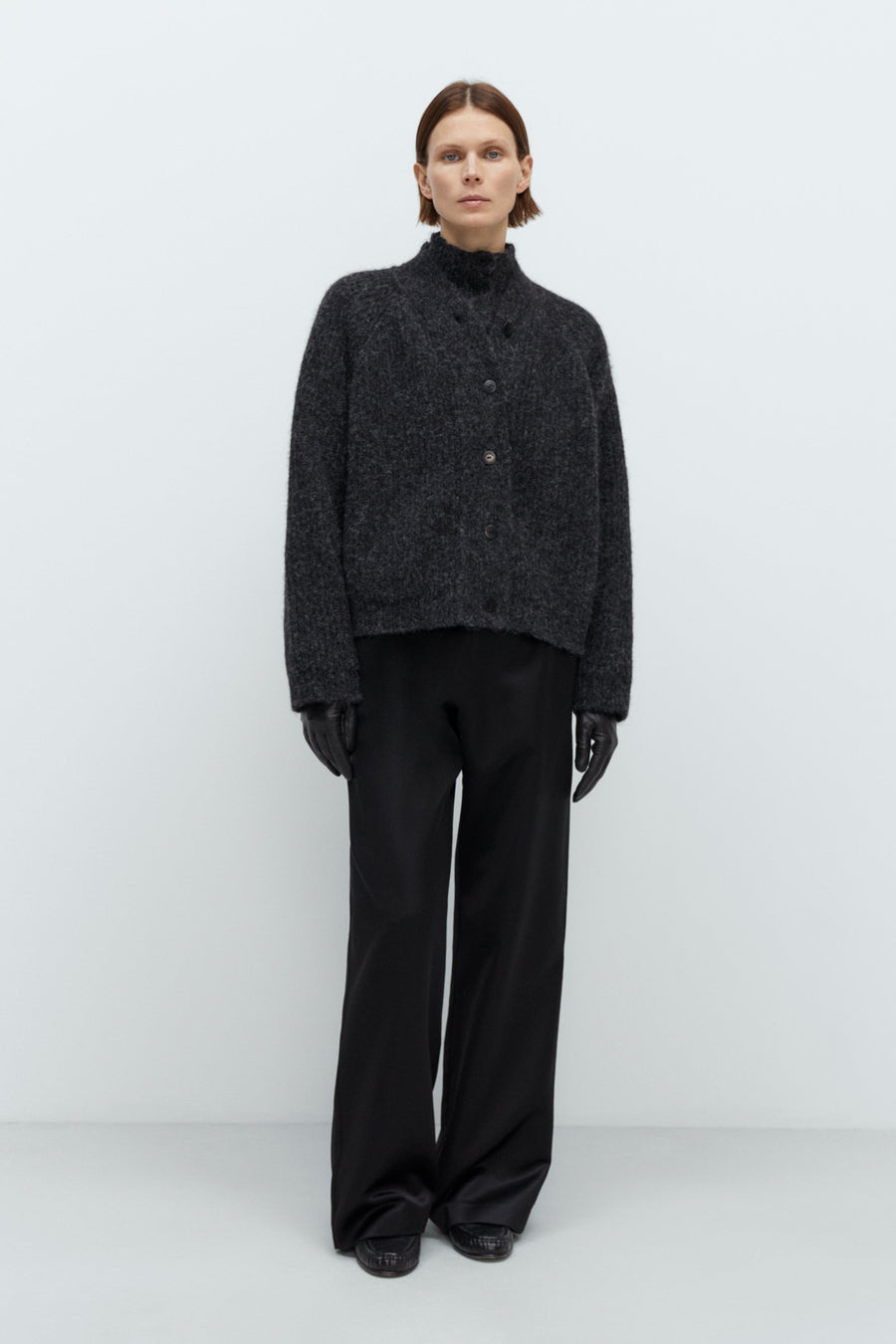 BABY ALPACA CARDIGAN - ANTHRACITE
