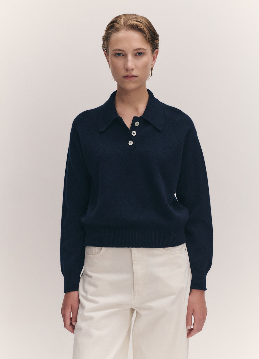 EDITH POLO SWEATER - NAVY